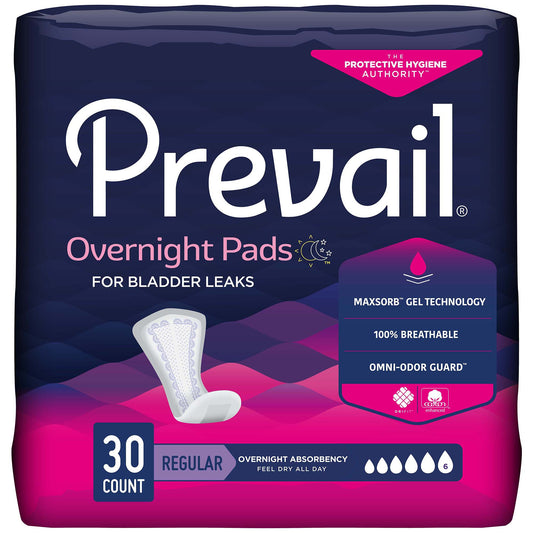 Prevail Feminine Pads for Bladder Leaks, Overnight Absorbency