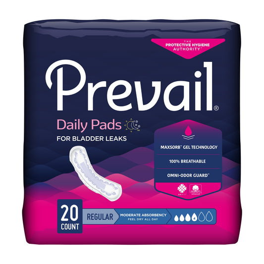 Prevail Bladder Control Pads for Women, Moderate Absorbency