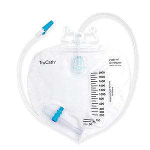 TruCath Night Drainage Bag, 2000 mL, Drip Chamber, T-tap Drainage Valve, Needle less Access Port, 48" of Tubing, Double Hanger, Sterile Fluid Pathway